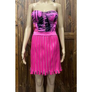 Akira Hot Pink Money Zipper Mini Dress Party Homecoming Sz S